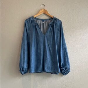 Old Navy Peasant Blue Denim Top